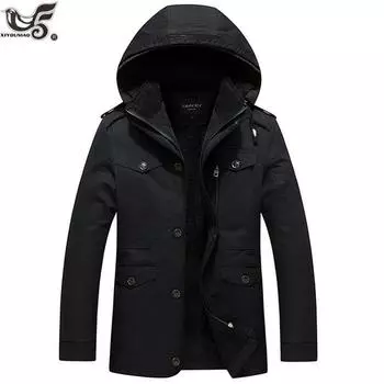 Мужская зимняя толстая теплая парка с флисовым капюшоном, пальто в стиле милитари, ветровка с карманами, мужская куртка, размер M ~ 6xl M серый