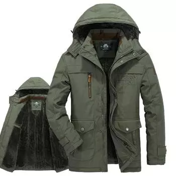 Мужская зимняя толстая теплая парка с капюшоном, модная хлопковая плюс бархатная куртка в стиле L-6XL L синий