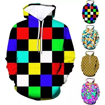 Мужская зимняя толстовка с капюшоном и длинным рукавом с 3D цифровой печатью, блузка S чёрный