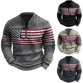 Мужская зимняя толстовка с пряжкой Мужская толстовка с принтом L тёмно-синий