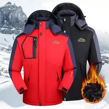 Мужская зимняя уличная лыжная зимняя теплая парка куртка пальто мужская верхняя одежда повседневная шапка водонепроницаемая толстая флисовая парка мужская S чёрный