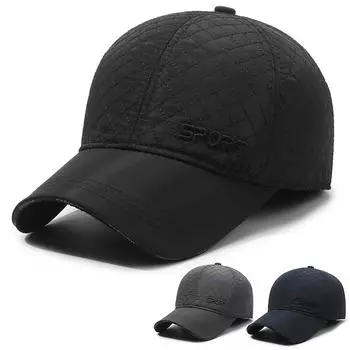 Мужская зимняя утепленная бейсбольная кепка для людей среднего и пожилого возраста, бархатная, морозостойкая, хлопковая кепка Adjustable тёмно-синий
