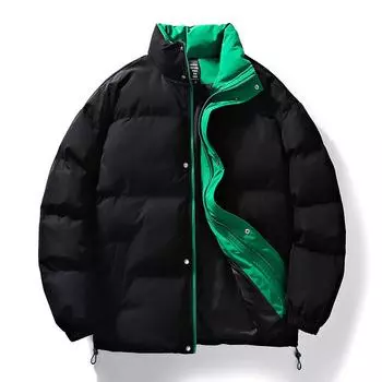 Мужская зимняя утепленная хлопковая куртка 2023 года — большой размер, теплый воротник-стойка, новый модный бренд 2XL синий