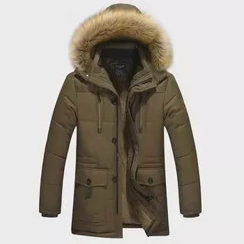 Мужская зимняя утепленная короткая хлопковая куртка, средний возраст, корейский стиль, облегающий крой, большой размер XL чёрный