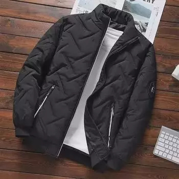 Мужская зимняя утепленная куртка с хлопковой подкладкой 2024 года — модное, короткое и теплое пальто, защищающее от холода 2XL