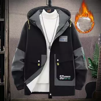Мужская зимняя утепленная куртка с подкладкой, большого размера, с капюшоном и несколькими карманами, теплая куртка для активного отдыха 4XL