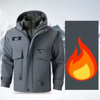 Мужская зимняя утепленная спортивная куртка Softshell Fleece 2-в-1 Съемная теплая куртка XXXXL