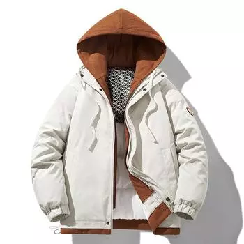 Мужская зимняя утолщенная дневная одежда из хлопка с поддельными двумя графенами S белый