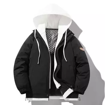 Мужская зимняя утолщенная дневная одежда из хлопка с поддельными двумя графенами L розовый