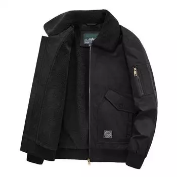 Мужская зимняя утолщенная флисовая теплая повседневная куртка, мужское пальто из овечьей шерсти, модная военная ветровка, куртки L чёрный