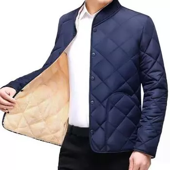 Мужская зимняя утолщенная куртка в клетку Diamond Plaid Warm Jacket Fluffy Linen Padded Warm Jacket