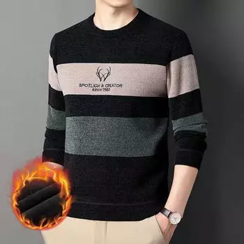 Мужская зимняя утолщенная теплая свободная повседневная толстовка с круглым вырезом и длинным рукавом большого размера 4XL