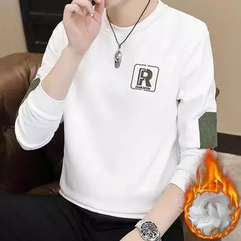 Мужская зимняя утолщенная теплая толстовка с длинным рукавом и круглым вырезом большого размера XS