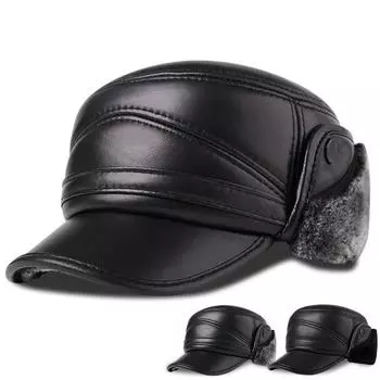 Мужская зимняя утолщенная зимняя утепленная хлопковая шапка с защитой ушей для людей среднего и пожилого возраста, хлопковая шапка для стариков, кожаная шапка из овечьей кожи, шапка из овечьей кожи L