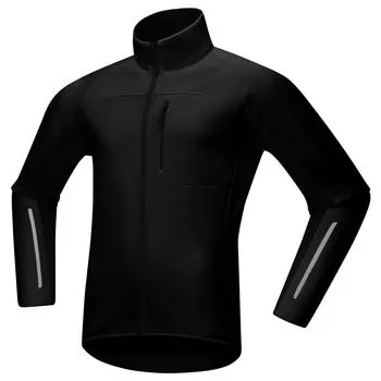 Мужская зимняя велокуртка ветрозащитная водонепроницаемая мягкая оболочка со светоотражающими деталями теплая флисовая XXL чёрный