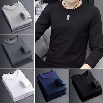 Мужская зимняя верхняя рубашка базового слоя больших размеров с длинными рукавами, термобелье на флисовой подкладке 2XL тёмно-синий