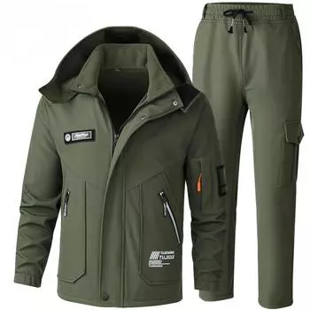 Мужская зимняя ветрозащитная и водонепроницаемая куртка Outdoor Plus Velvet Three-in-one, утепленный комбинезон, одежда для альпинизма, утепляющее и защитное снаряжение XXXXL чёрный