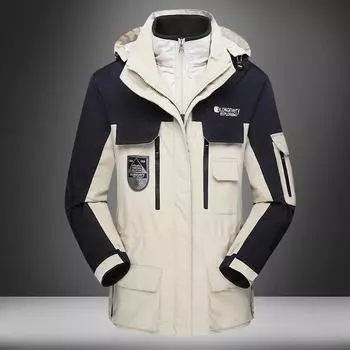 Мужская зимняя ветрозащитная теплая куртка больших размеров для походов на открытом воздухе, куртка для путешествий «три в одном» XXXXXL белый