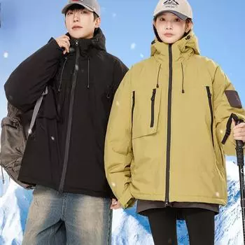 Мужская зимняя водонепроницаемая куртка для пешего туризма, кемпинга, катания на лыжах, теплое пальто, ветровка для активного отдыха, толстый флис, одежда для скалолазания S слоновая кость
