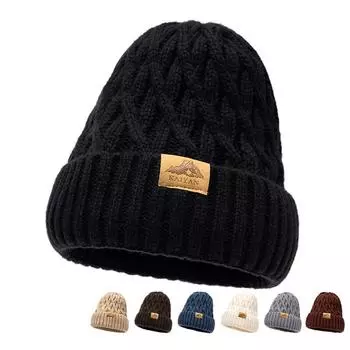 Мужская зимняя вязаная шапка, теплая бархатная толстая шерстяная шапка, утепленная шапка чёрный