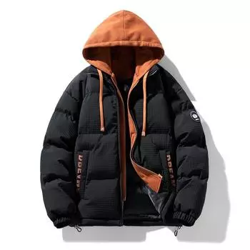 Мужская зимняя золотистая клетчатая жаккардовая куртка с искусственным пухом, толстое брендовое пальто для пар M чёрный