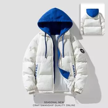 Мужская зимняя золотистая клетчатая жаккардовая куртка с искусственным пухом, толстое брендовое пальто для пар M белый