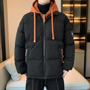 Мужская зимняя золотистая клетчатая жаккардовая куртка с искусственным пухом, толстое брендовое пальто для пар M белый