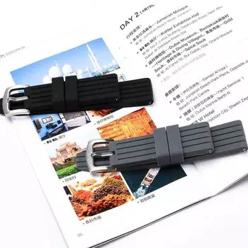 Мужские 20 мм 22 мм 24 мм Ремешок для часов с вертикальными полосками, спортивные резиновые ремешки для часов, ремешки для часов 20mm серый