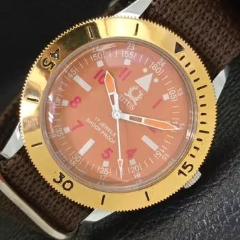 МУЖСКИЕ 40 ММ ВОССТАНОВЛЕННЫЕ ШВЕЙЦАРСКИЕ ЧАСЫ TITUS С ПОВОРОТНЫМ БЕЗЕЛЕМ И ОРАНЖЕВЫМ ЦИФЕРБЛАТОМ 430522-2 R103-a430522