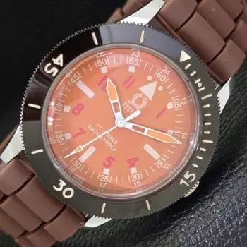 МУЖСКИЕ 40 ММ ВОССТАНОВЛЕННЫЕ ШВЕЙЦАРСКИЕ ЧАСЫ TITUS С ПОВОРОТНЫМ БЕЗЕЛЕМ И ОРАНЖЕВЫМ ЦИФЕРБЛАТОМ 430546-2 R103-a430546