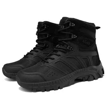 Мужские альпинистские ботинки TUINANLE, повседневная нескользящая обувь на платформе, мужские высокие кеды, походная тренировочная обувь 39 чёрный