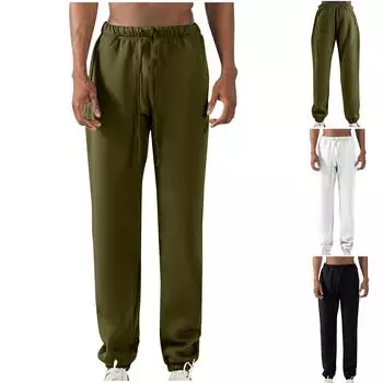 Мужские эластичные брюки с высокой талией, повседневные, для активного отдыха, широкие длинные брюки с карманами M белый