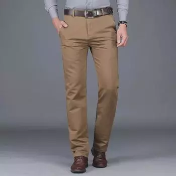 Мужские эластичные брюки свободного кроя с высокой талией Four Seasons прямого покроя — доступны в четырех цветах. Size 31 (130 lbs) хаки