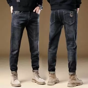 Мужские эластичные джинсы, мужские повседневные облегающие леггинсы Four Seasons, повседневные мужские брюки 38