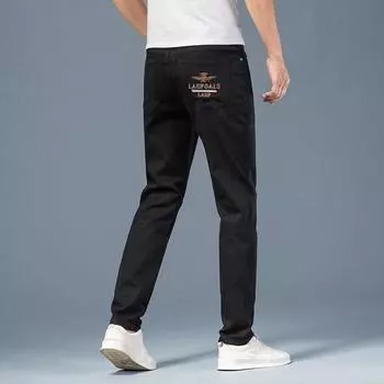 Мужские эластичные джинсы с вышивкой, мужские летние тонкие свободные прямые длинные брюки, мужские брюки 28 белый