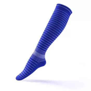Мужские эластичные компрессионные носки над коленом в полоску Спортивные длинные компрессионные носки до щиколотки чёрный