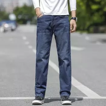 Мужские эластичные молодежные джинсы, популярные в любое время года для мужского бизнеса, свободные повседневные мужские брюки с прямыми широкими штанинами и широкими штанинами 29
