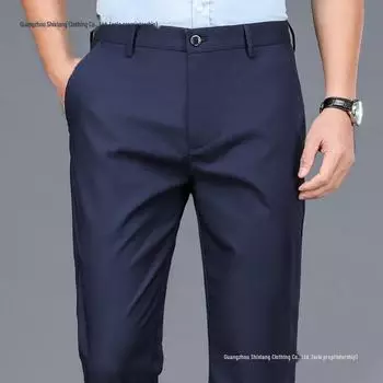 Мужские эластичные неглаженные утолщенные брюки в деловом стиле - свободный прямой крой, осенне-зимняя коллекция 29 (22 inches)