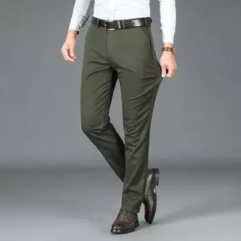 Мужские эластичные повседневные брюки, мужские деловые свободные прямые брюки с широкими штанинами, мужские весенние стандартные длинные брюки 28 чёрный