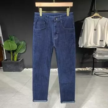 Мужские эластичные свободные прямые джинсы, мужские деловые брюки на весну и осень, мужские универсальные повседневные брюки 28