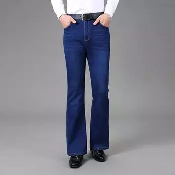Мужские эластичные тонкие расклешенные джинсы Мужские расклешенные брюки из денима со средней посадкой 29 темно-синий