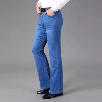 Мужские эластичные тонкие расклешенные джинсы Мужские расклешенные брюки из денима со средней посадкой 29 темно-синий