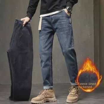 «Мужские эластичные узкие прямые джинсы 2024 года — модные, повседневные, на все времена года» Waist 33 (140-160 lbs)