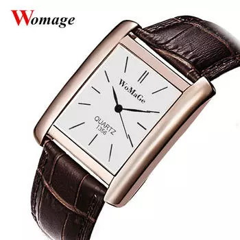 Мужские элегантные брендовые повседневные модные кожаные кварцевые роскошные часы Womage, мужские и женские часы