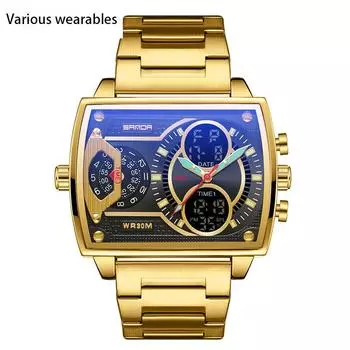 Мужские электронные кварцевые часы с хронографом, многофункциональные электронные часы