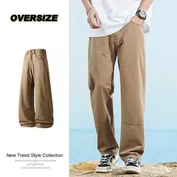 Мужские американские деконструированные джинсы, мужская модная брендовая свободная потертая старая рабочая одежда, прямые мужские брюки-трубы M чёрный