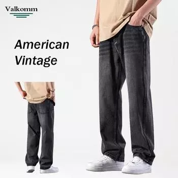 Мужские американские ретро-брюки Four Seasons в ковбойском стиле выглядят высокими и узкими, модные брендовые свободные уличные джинсы 28