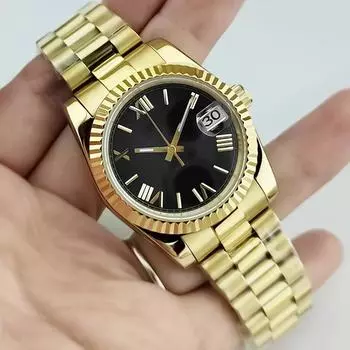 Мужские автоматические часы 36 мм/39 мм, браслет президента NH35A, механизм 20 АТМ, с сапфировым стеклом, зеленый светящийся циферблат