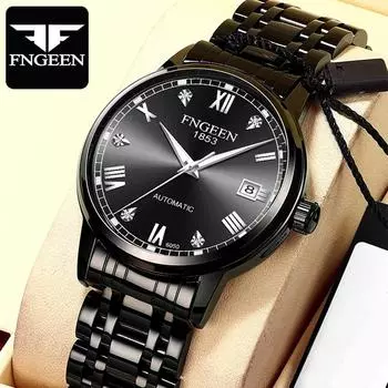 Мужские автоматические механические часы, деловые водонепроницаемые светящиеся мужские часы из нержавеющей стали