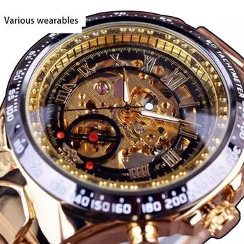 Мужские автоматические механические часы Hollow, мужские часы со стальным браслетом